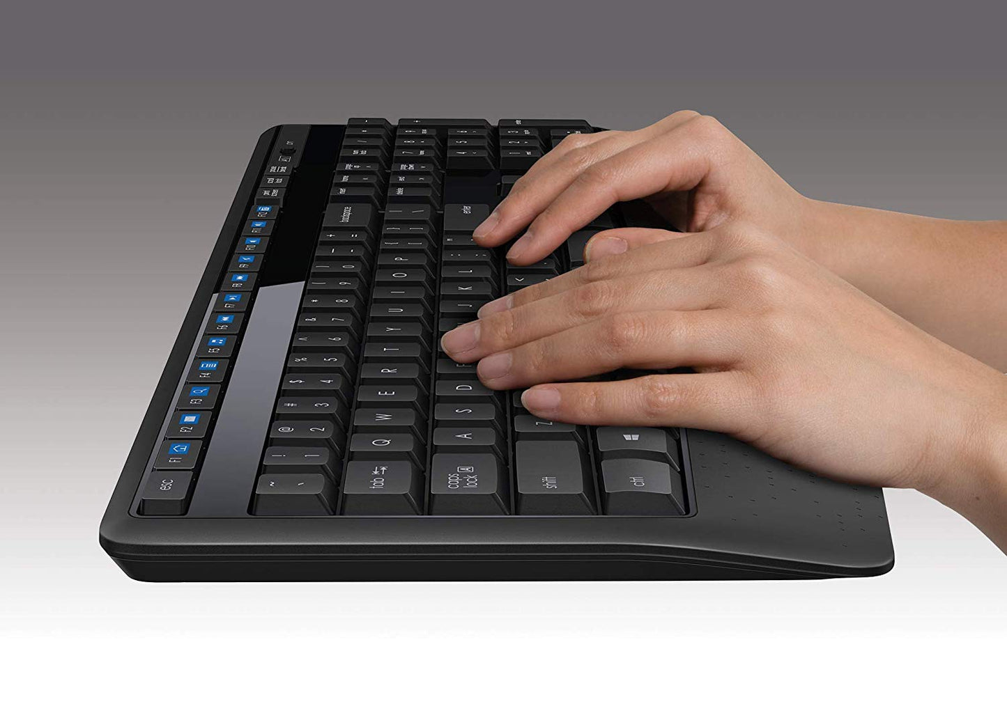 Logitech MK345 Wireless Combo - מקלדת בגודל מלא עם משענת כף היד ועכבר ימני נוח