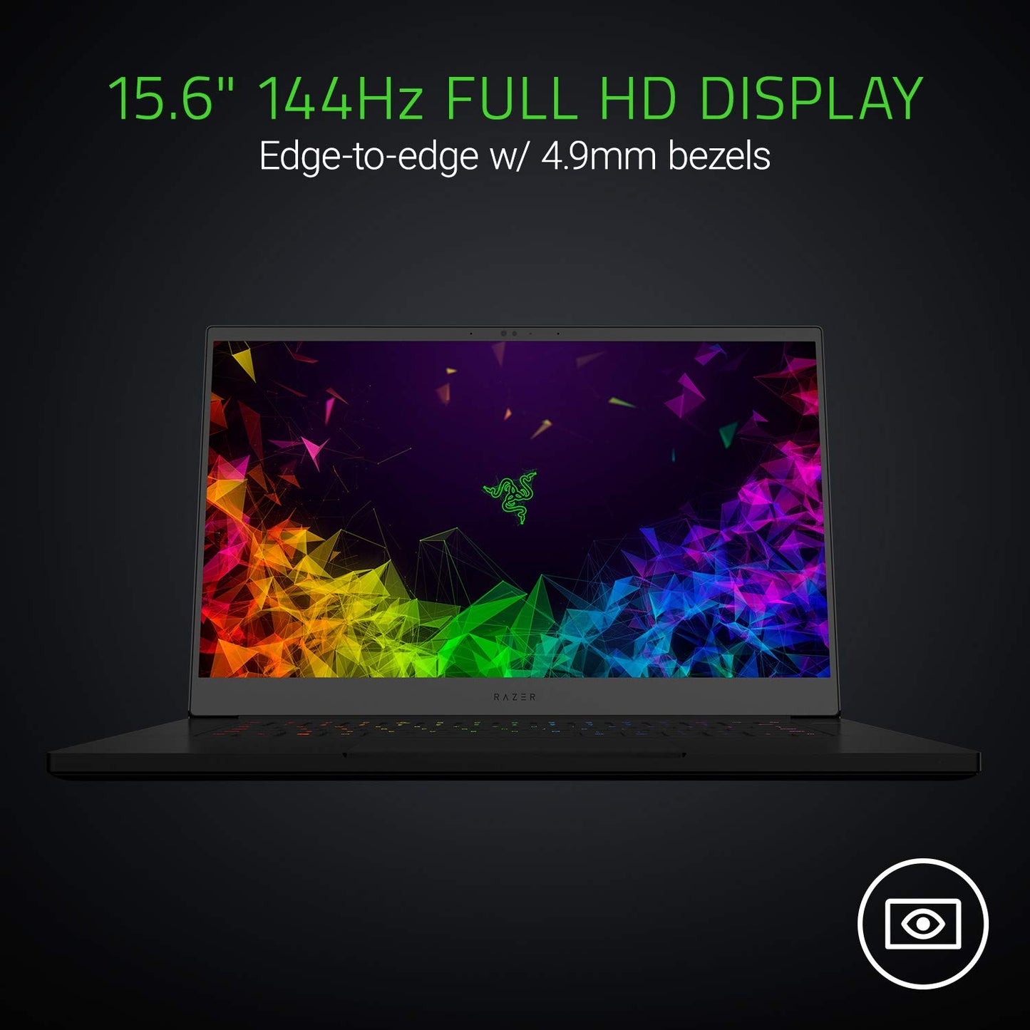 מחשב נייד Razer Blade 15 למשחקים - Intel Core i7-8750H 6 ליבות, GeForce RTX 2070 Max-Q, 15.6 אינץ' FHD 144Hz, 16GB RAM, 512GB SSD, מקלדת Chroma RGB, Thunderbolt 3, 0.70" דק, CNC אלומיניום