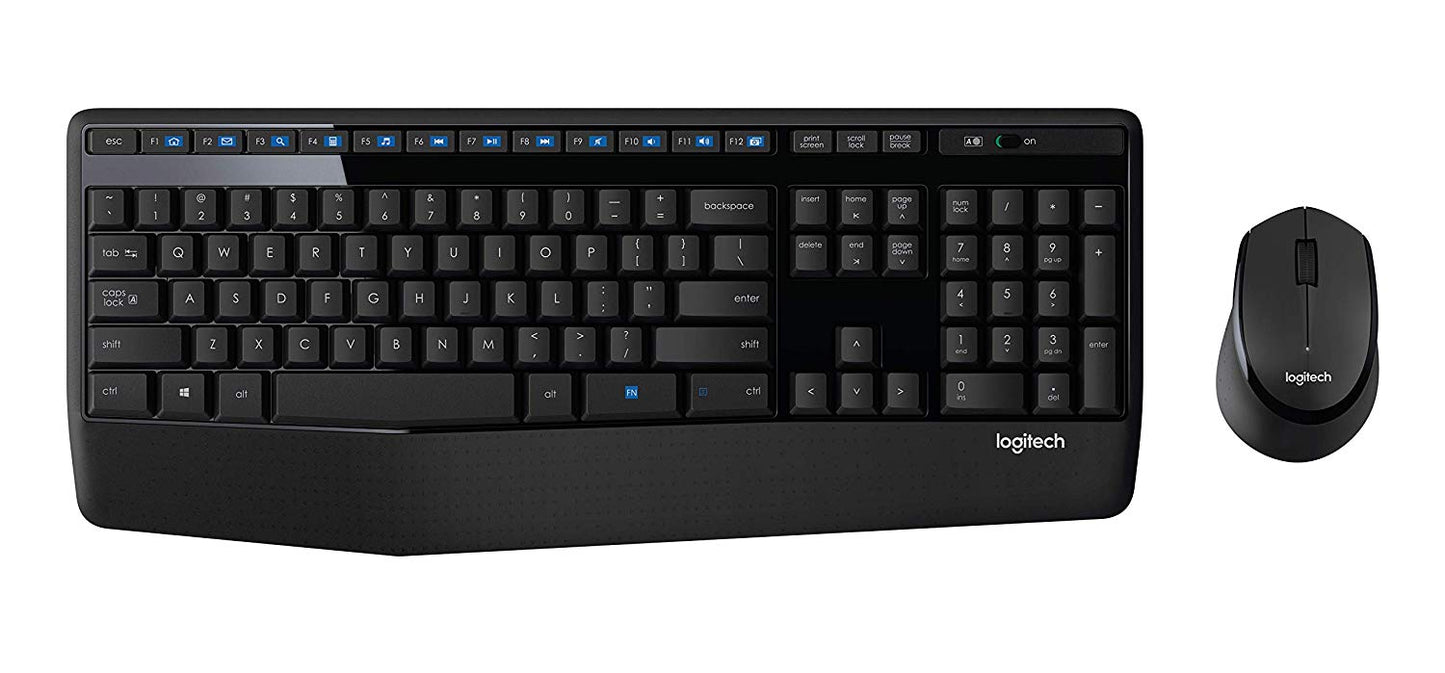 Logitech MK345 Wireless Combo - מקלדת בגודל מלא עם משענת כף היד ועכבר ימני נוח
