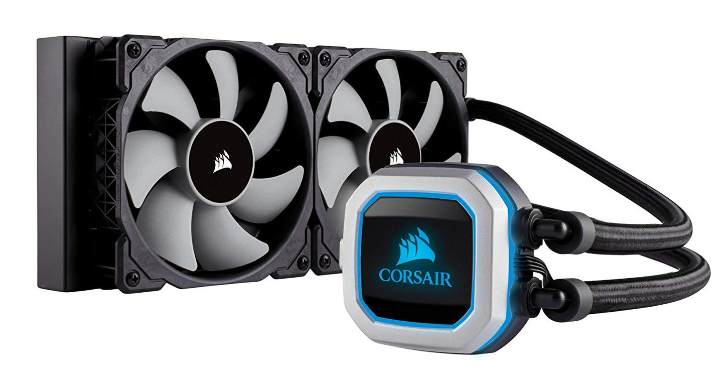 CORSAIR HYDRO Series H100i PRO RGB AIO Liquid CPU Cooler, 240mm, Dual ML120 PWM Fans, Intel 115x/2066, AMD AM4