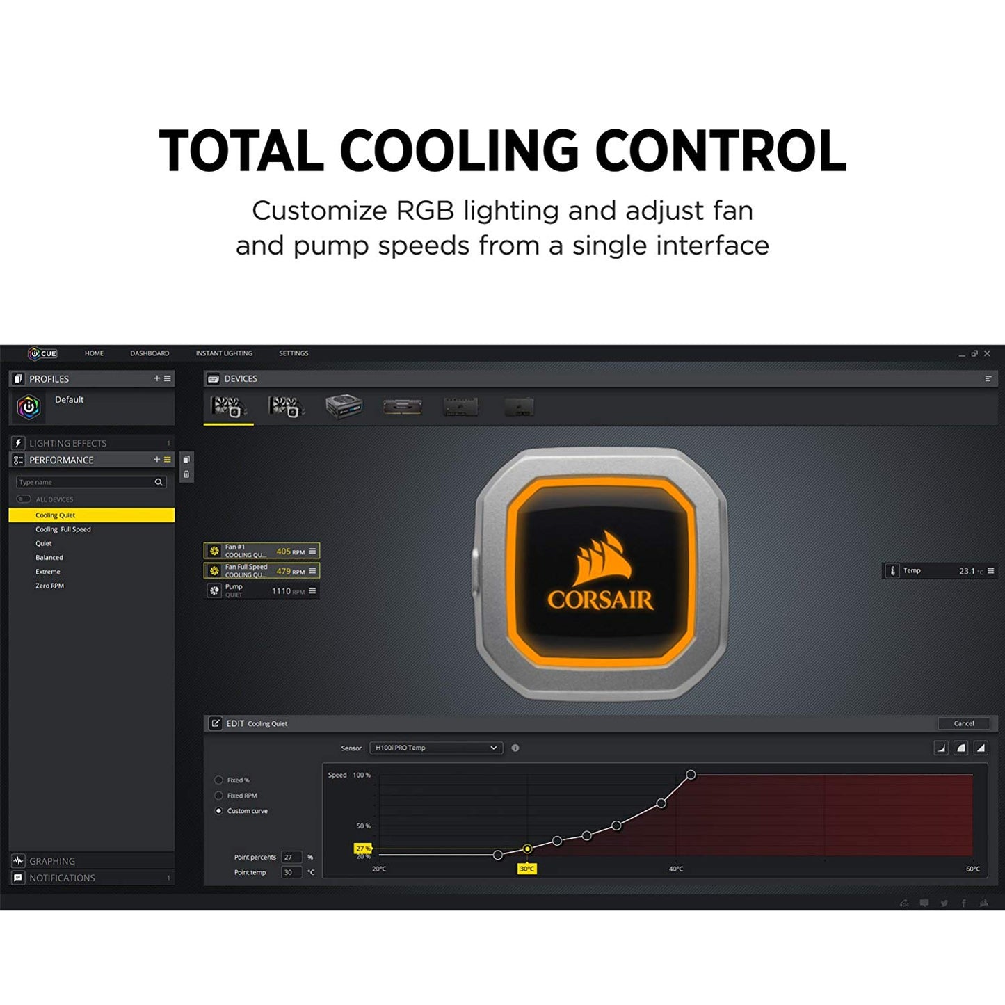 CORSAIR HYDRO Series H100i PRO RGB AIO Liquid CPU Cooler, 240mm, Dual ML120 PWM Fans, Intel 115x/2066, AMD AM4