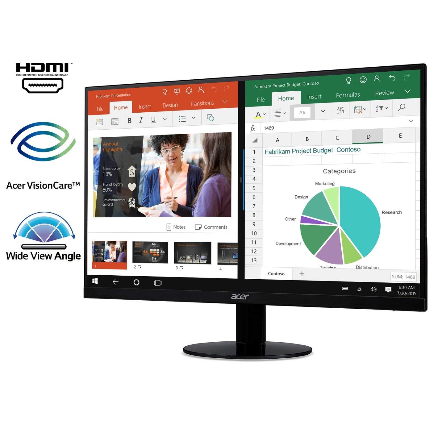 Acer SB220Q bi 21.5" Full HD (1920 x 1080) IPS Ultra-Thin Zero Frame Monitor (HDMI & VGA Port)