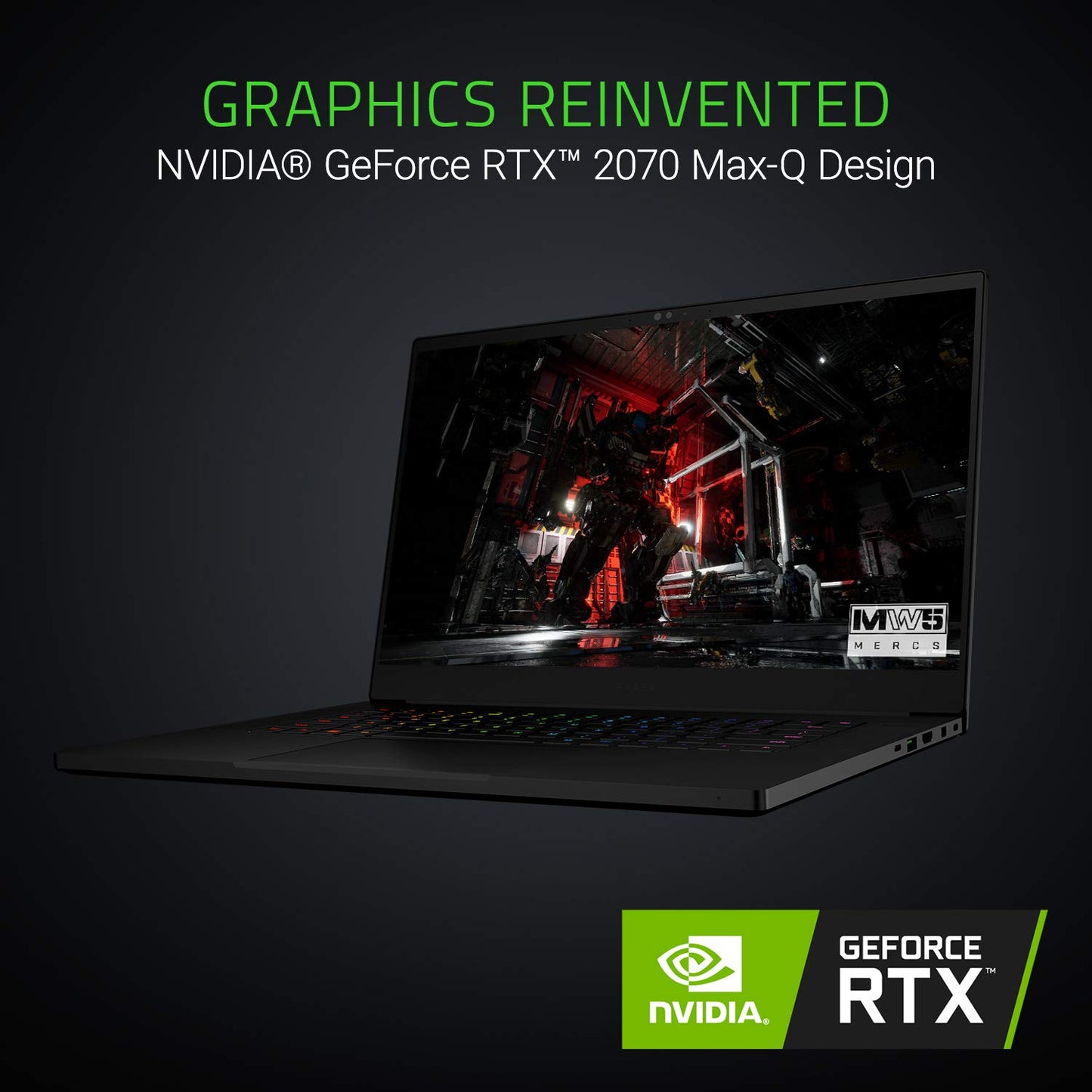 מחשב נייד Razer Blade 15 למשחקים - Intel Core i7-8750H 6 ליבות, GeForce RTX 2070 Max-Q, 15.6 אינץ' FHD 144Hz, 16GB RAM, 512GB SSD, מקלדת Chroma RGB, Thunderbolt 3, 0.70" דק, CNC אלומיניום