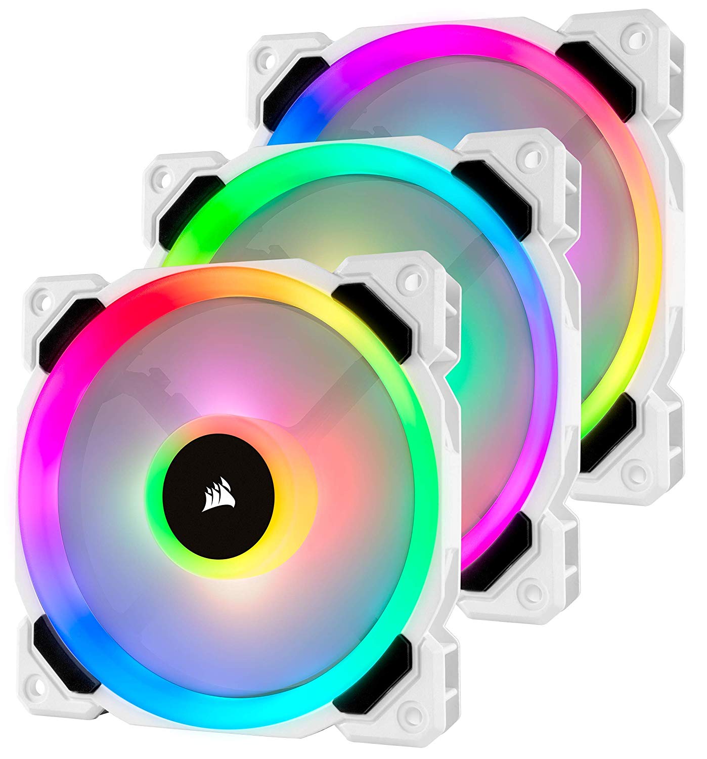 CORSAIR LL Series, LL120 RGB, 120mm RGB LED Fan, Triple Pack with Lighting Node PRO- White