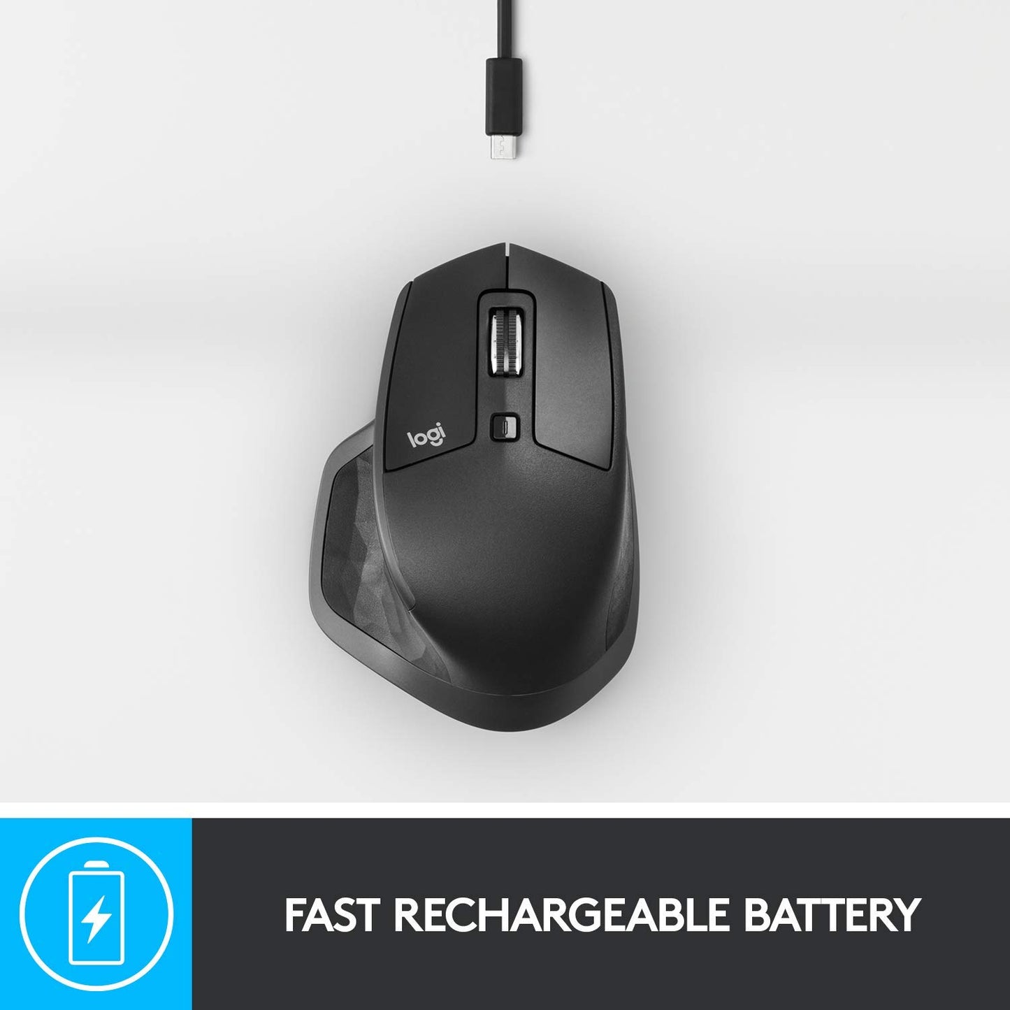 Logitech MX Master 2S Wireless Mouse – Use on Any Surface, Hyper-Fast Scrolling, Ergonomic Shape, Rechargeable, Control up to 3 Apple Mac and Windows Computers (Bluetooth or USB), Graphite