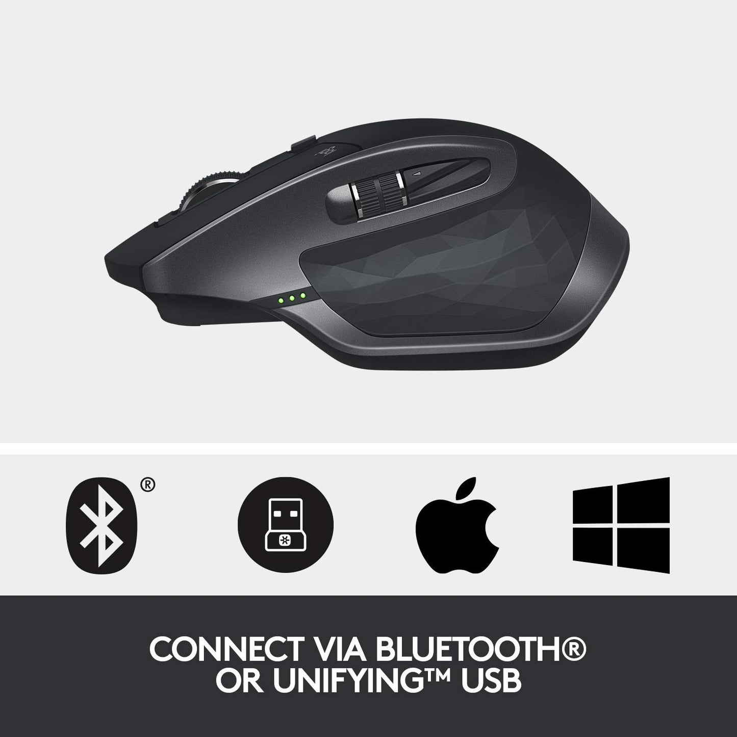 Logitech MX Master 2S Wireless Mouse – Use on Any Surface, Hyper-Fast Scrolling, Ergonomic Shape, Rechargeable, Control up to 3 Apple Mac and Windows Computers (Bluetooth or USB), Graphite