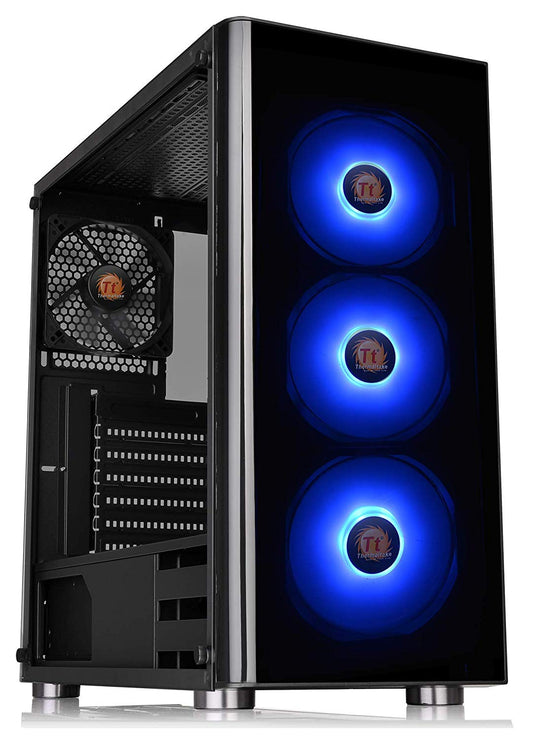 Thermaltake V200 Tempered Glass RGB Edition 12V MB Sync Capable ATX Mid-Tower Chassis with 3 120mm 12V RGB Fan + 1 Black 120mm Rear Fan Pre-Installed CA-1K8-00M1WN-01