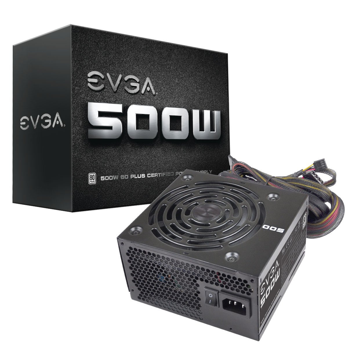 EVGA 500 W1, 80+ WHITE 500W, 3 Year Warranty, Power Supply 100-W1-0500-KR, Black