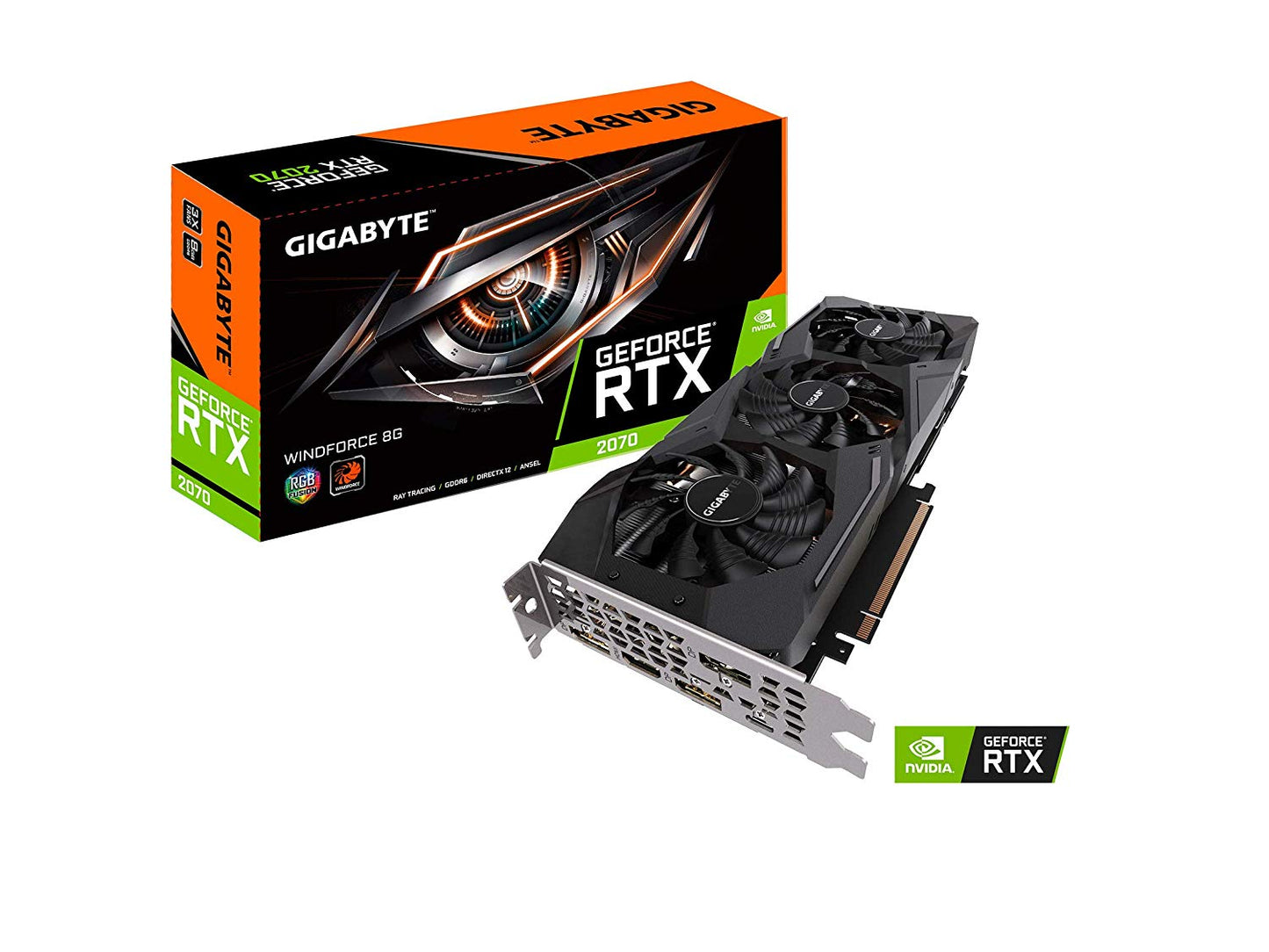 Gigabyte GeForce RTX 2070 Windforce 8G Graphics Card, 3X Windforce Fans, 8GB 256-Bit GDDR6, GV-N2070WF3-8GC Video Card