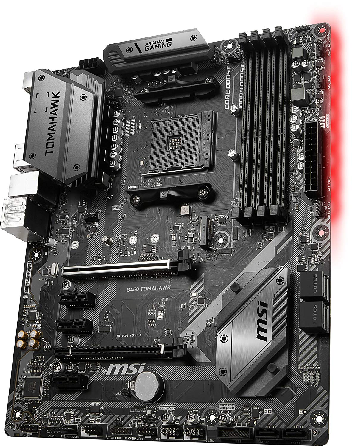 MSI Arsenal Gaming AMD Ryzen 1st and 2nd Gen AM4 M.2 USB 3 DDR4 DVI HDMI Crossfire ATX Motherboard (B450 Tomahawk)