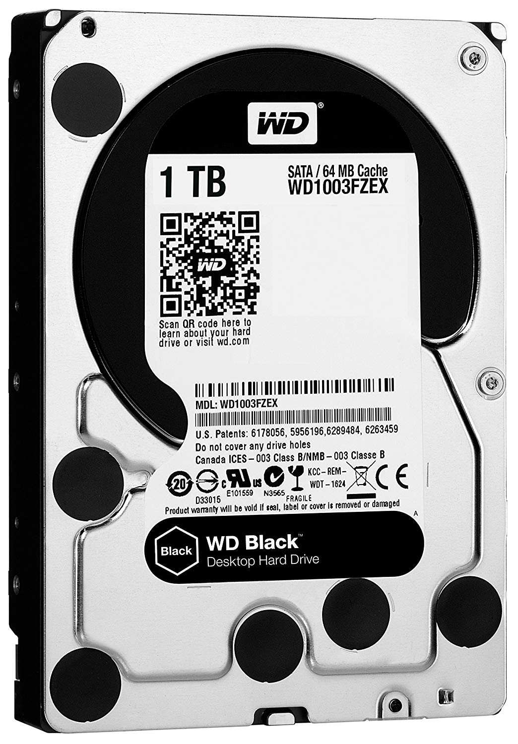 WD Black 1TB Performance Desktop Hard Disk Drive - 7200 RPM SATA 6 Gb/s 64MB Cache 3.5 Inch - WD1003FZEX