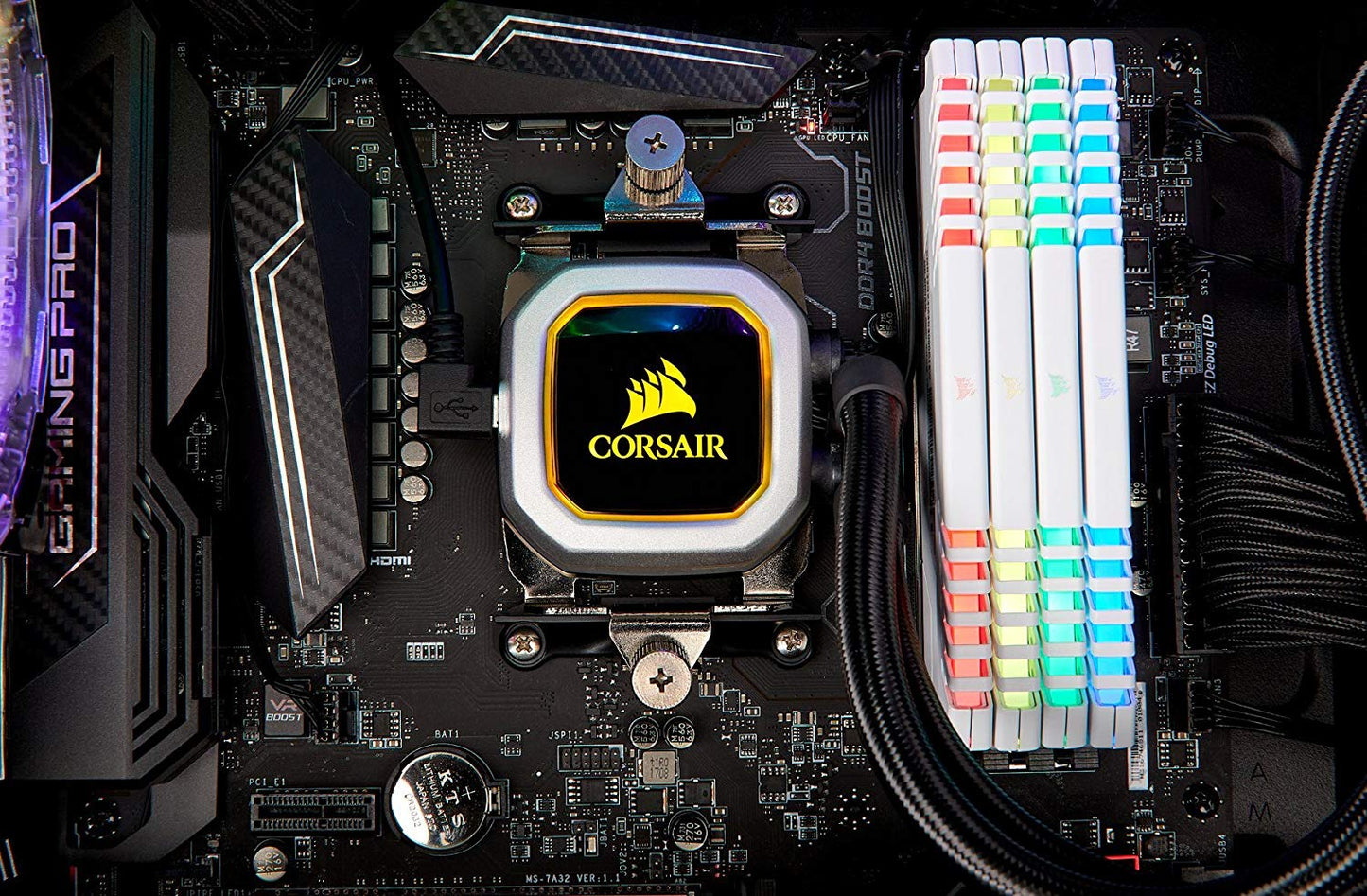 CORSAIR HYDRO Series H100i PRO RGB AIO Liquid CPU Cooler, 240mm, Dual ML120 PWM Fans, Intel 115x/2066, AMD AM4